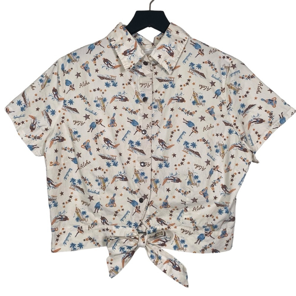 Hemet Waikiki Hawaiian Print Knot Top Size 3XL